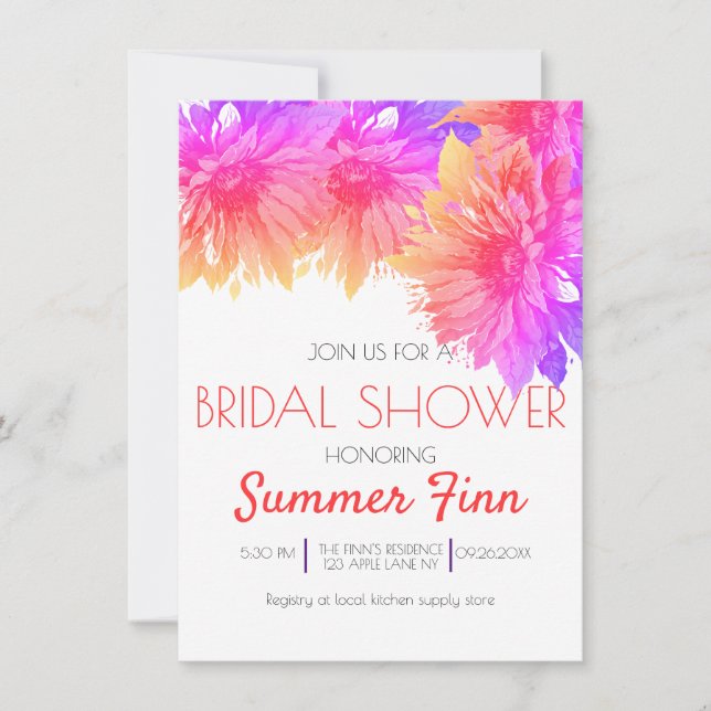 Invitation Neon Bright Summer Sunflower Fête des mariées Invi (Devant)