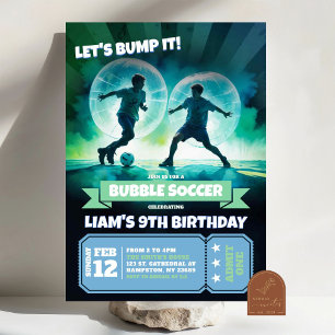 Invitation Neon Bubble Soccer Knocker Ball Anniversaire Bash