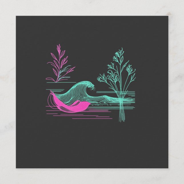 Invitation NEON CALM – Retro Wave & Botanical Line Art (Devant)