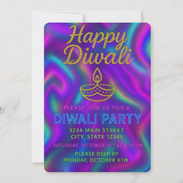 Invitation Neon coloré brillant heureux Diwali Party