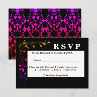 Invitation Neon Floral Vines sur Black Arrière - plan Menu RS