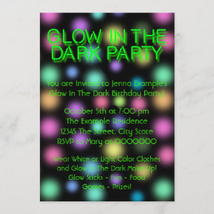 Invitation Neon Glow Dans La Fête D'Anniversaire Sombre