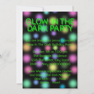 Invitation Neon Glow Dans La Fête D'Anniversaire Sombre