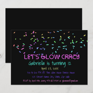 Invitation Neon Glow Dans L'Invitation À La Fête D'Anniversai