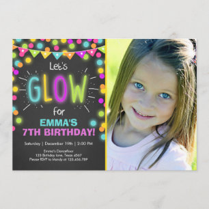 Invitation Neon Glow dans l'invitation pour l'anniversaire so