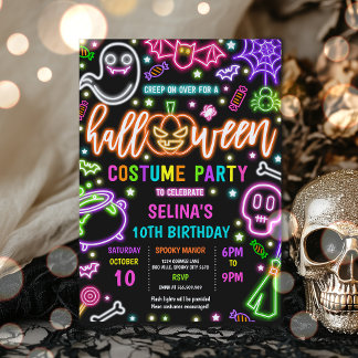 Invitation Neon Glow Halloween Costume fête Anniversaire