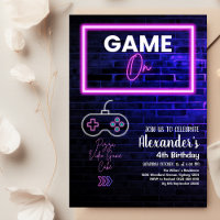 Neon Glow Retro Arcade Jeu Anniversaire
