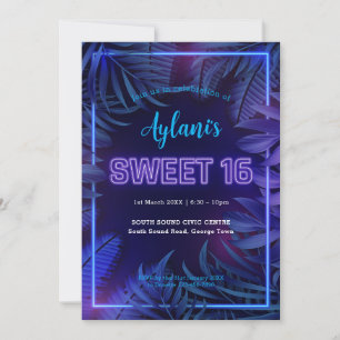 Invitation Neon Glow Sweet 16 Anniversaire