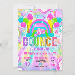 Invitation Neon Glow Tie Dye Bounce House Anniversaire