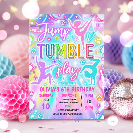 Invitation Neon Glow Tie Dye Gymnastique Anniversaire
