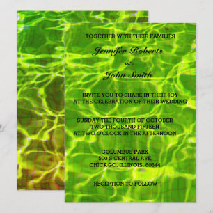 Invitation Neon Green Mariage Water Abstrait Artiste lumineux