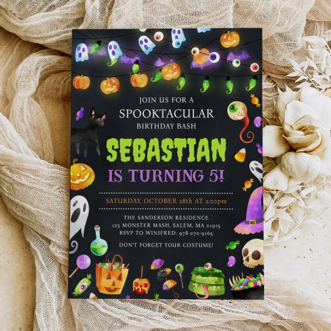 Invitation Neon Halloween Anniversaire, Anniversaire d'Hallow (Créateur téléchargé)