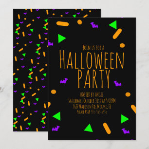 Invitation Neon Halloween Sprinkles Birthday Party Event