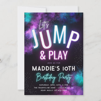 Invitation Neon Jump | Trampoline Party