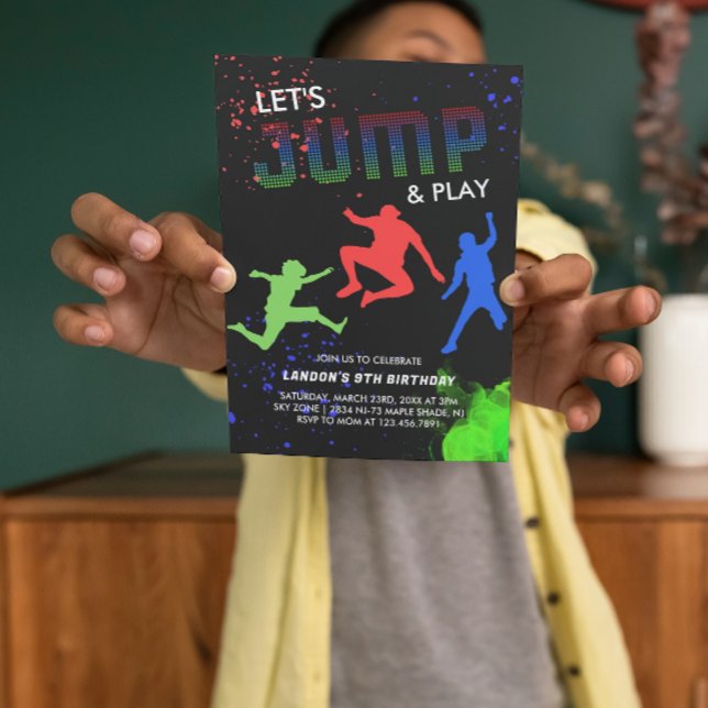 Invitation Neon Kids Trampoline Park fête d'anniversaire (Créateur téléchargé)