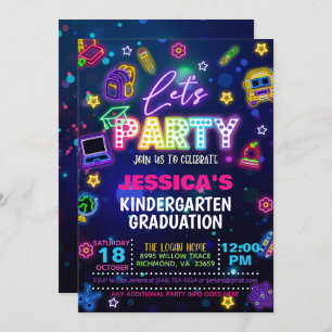 Invitation Neon Kindergarten/PreK/Preschool Graduation