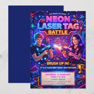 Invitation Neon Laser Tag Bruh You Teens Anniversaire