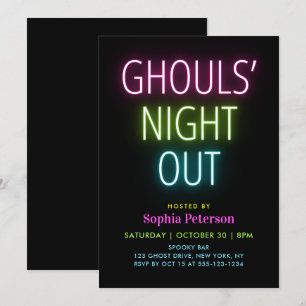 Invitation Neon Lights Ghouls Nuit à la fête d'Halloween