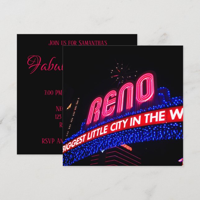 Invitation Neon Lights Reno Arch Photo Fabrique & Quarante (Devant / Derrière)