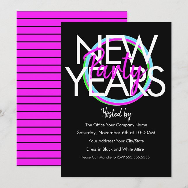 Invitation Neon New Years Company Event 2021 (Devant / Derrière)