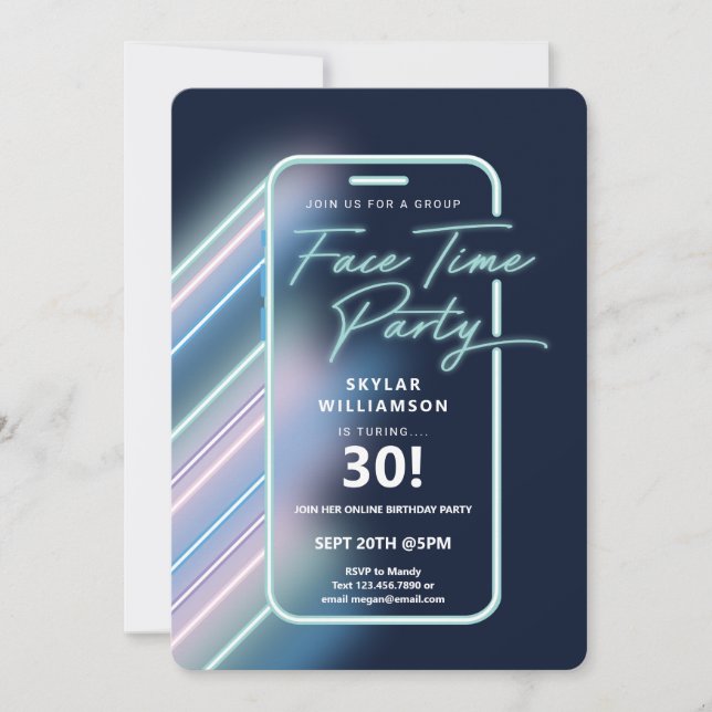 Invitation Neon Nightlife Vibe en ligne Groupe Vidéo Conversa (Devant)