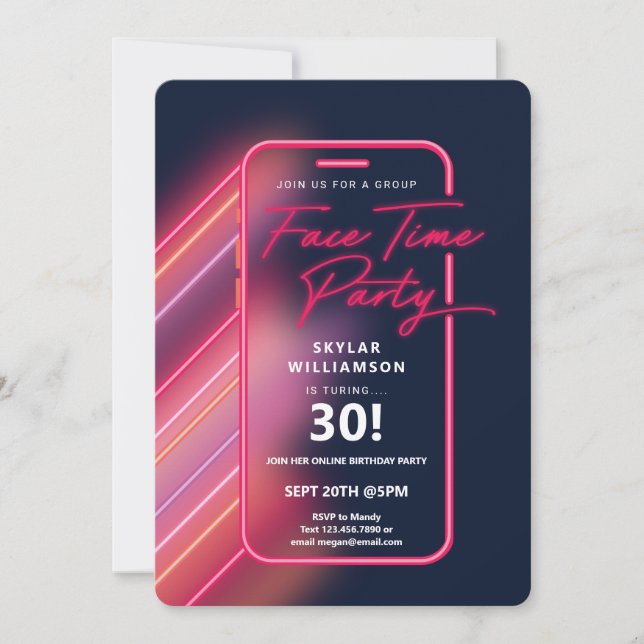 Invitation Neon Nightlife Vibe en ligne Groupe Vidéo Conversa (Devant)
