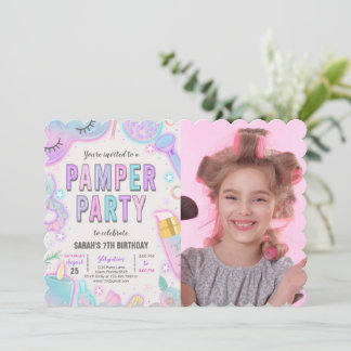 Invitation Neon Pamper Spa Party Anniversaire Photo