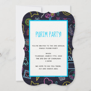 Invitation Neon Purim