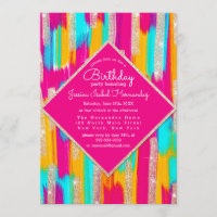 Neon rose Turquoise Jaune Parties scintillant or P