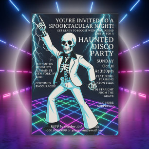 Invitation Neon Style Retro Disco Halloween