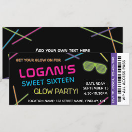 Invitation Neon Sweet 16 Anniversaire Glow Party