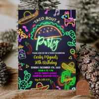 Neon Taco Mexican Adult Anniversaire Party