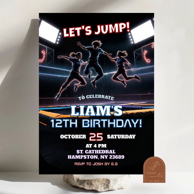 Invitation Neon Trampoline Park Birthday Boy (Créateur téléchargé)
