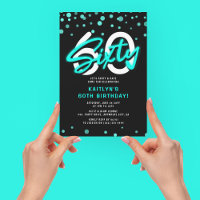 Neon Turquoise Soixante-60e fête d'anniversaire