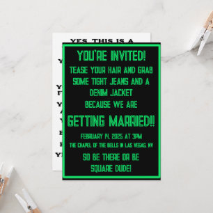 Invitation néon vert sur noir