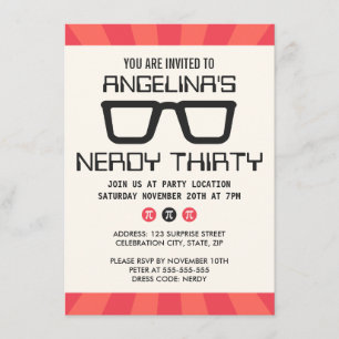Invitation Nerdy 30 ans avec des lunettes geky
