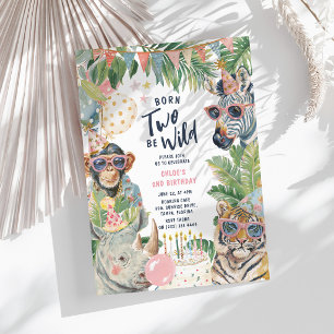Invitation Nés pour être sauvages Animaux de safari Fête de 2