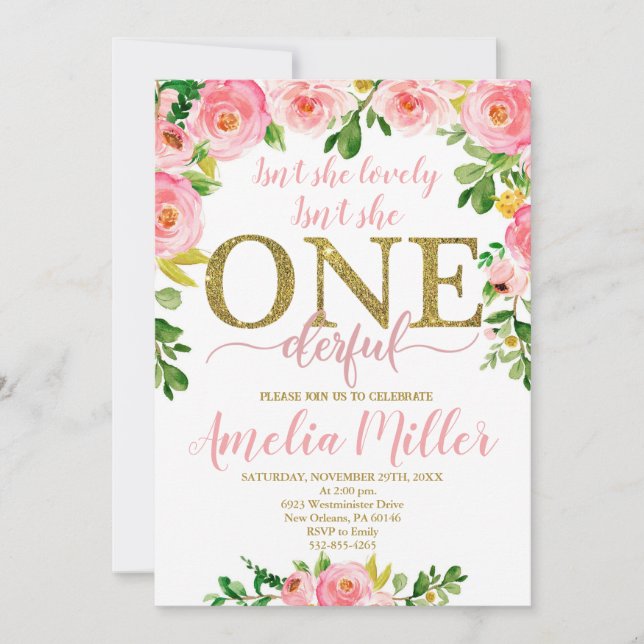 Invitation N'est-elle pas adorable Anniversaire, Filles premi (Devant)