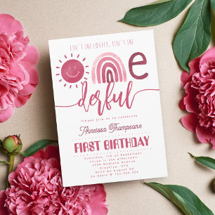 Invitation N'est-elle pas adorable Anniversaire rose arc-en-c