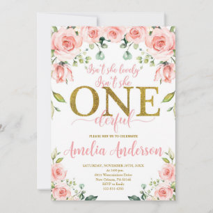 Invitation N'est-elle pas adorable, Mlle Onederful Birthday