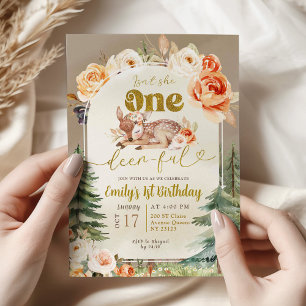 Invitation N'est-elle pas Onedeerful Forest Boho 1er annivers