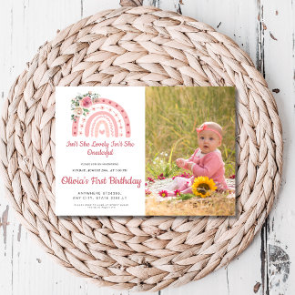 Invitation N'est-elle pas Onederful boho Rainbow photo d'anni