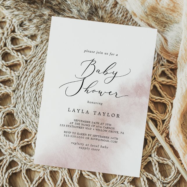 Invitation Nettoyage aquarelle | Baby shower flou (Créateur téléchargé)