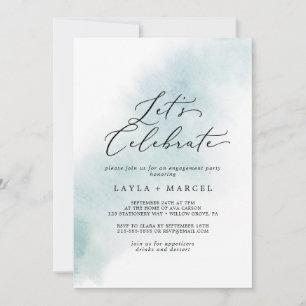 Invitation Nettoyage aquarelle   Bleu Fêtons