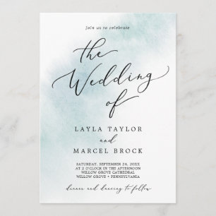 Invitation Nettoyage aquarelle Bleu Le Mariage de