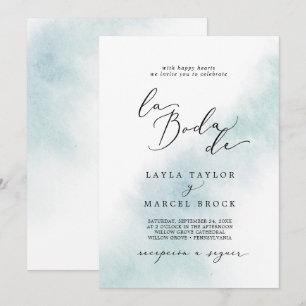 Invitation Nettoyage aquarelle   Blue La Boda De Mariage