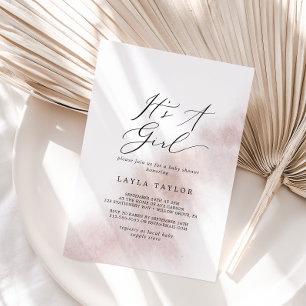 Invitation Nettoyage aquarelle Blush C'est un Baby shower d