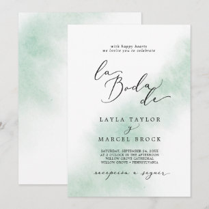 Invitation Nettoyage aquarelle   Green La Boda De Mariage