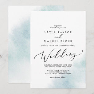 Invitation Nettoyage aquarelle Mariage bleu