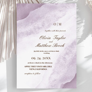 Invitation Nettoyage aquarelle Mariage élégant violet